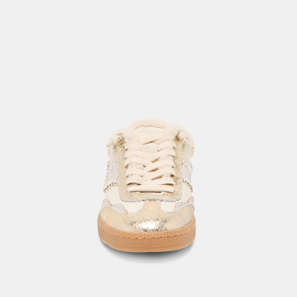 Dolce Vita SHOES | Notice Slide Plush Silver Gold Crackled Leather Sneakers