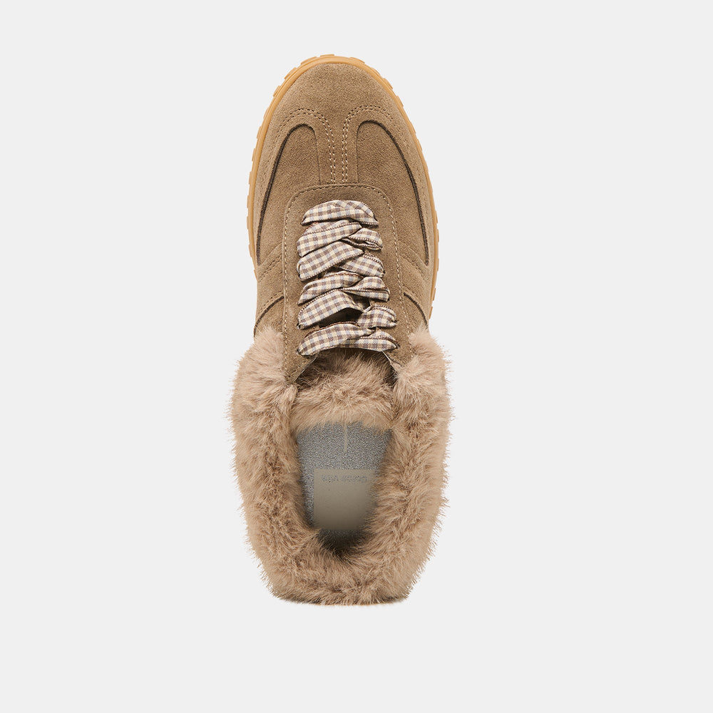 Dolce Vita SHOES | Izzey Plush Olive Suede Sneakers