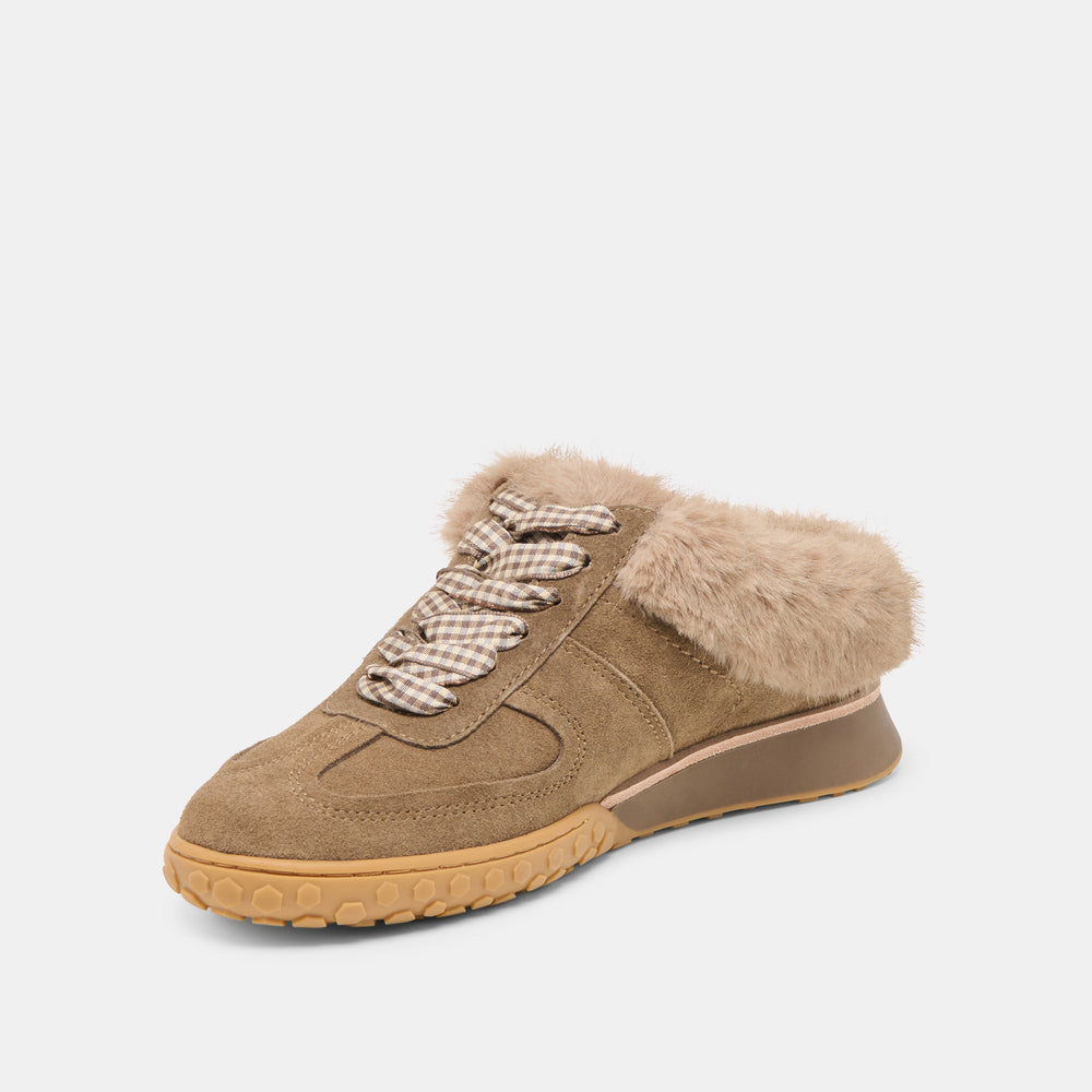 Dolce Vita SHOES | Izzey Plush Olive Suede Sneakers