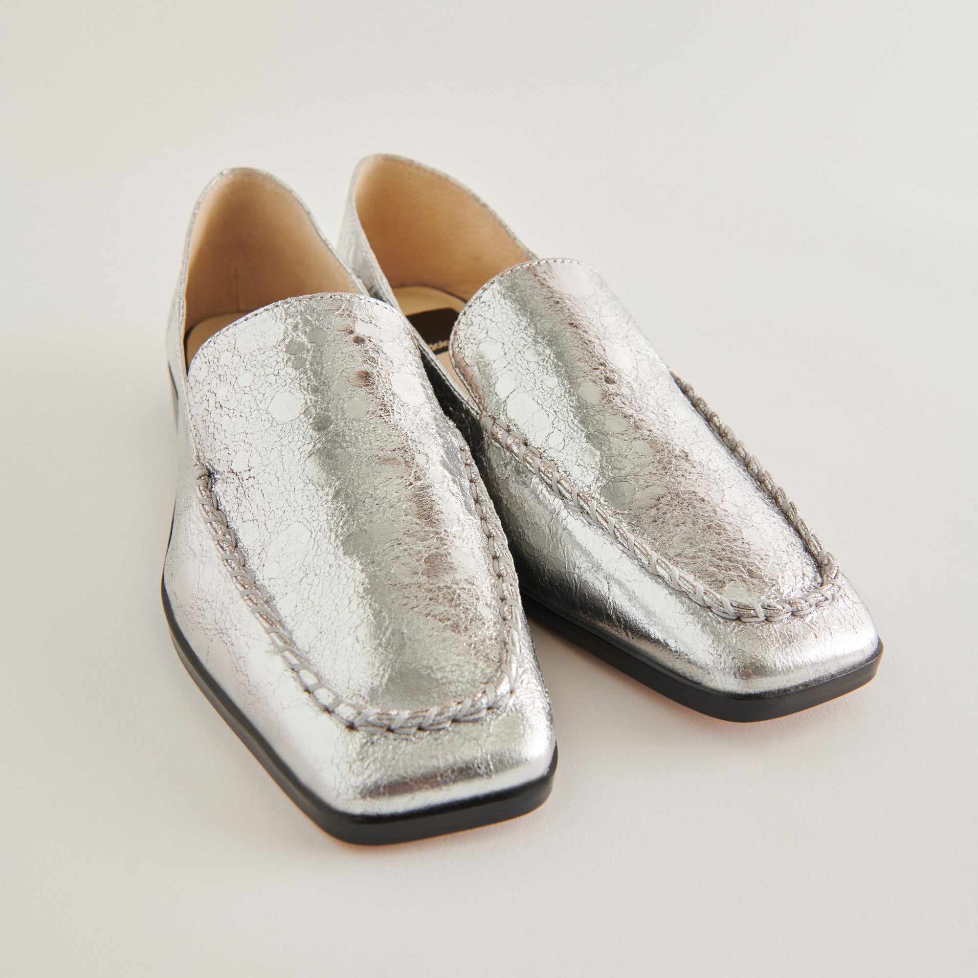 Dolce Vita SHOES | Beny Flats Silver Distressed Leather | Silver Leather Flats for Women
 – Dolce Vita