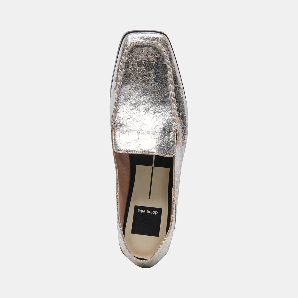 Dolce Vita SHOES | Beny Flats Silver Distressed Leather | Silver Leather Flats for Women
 – Dolce Vita