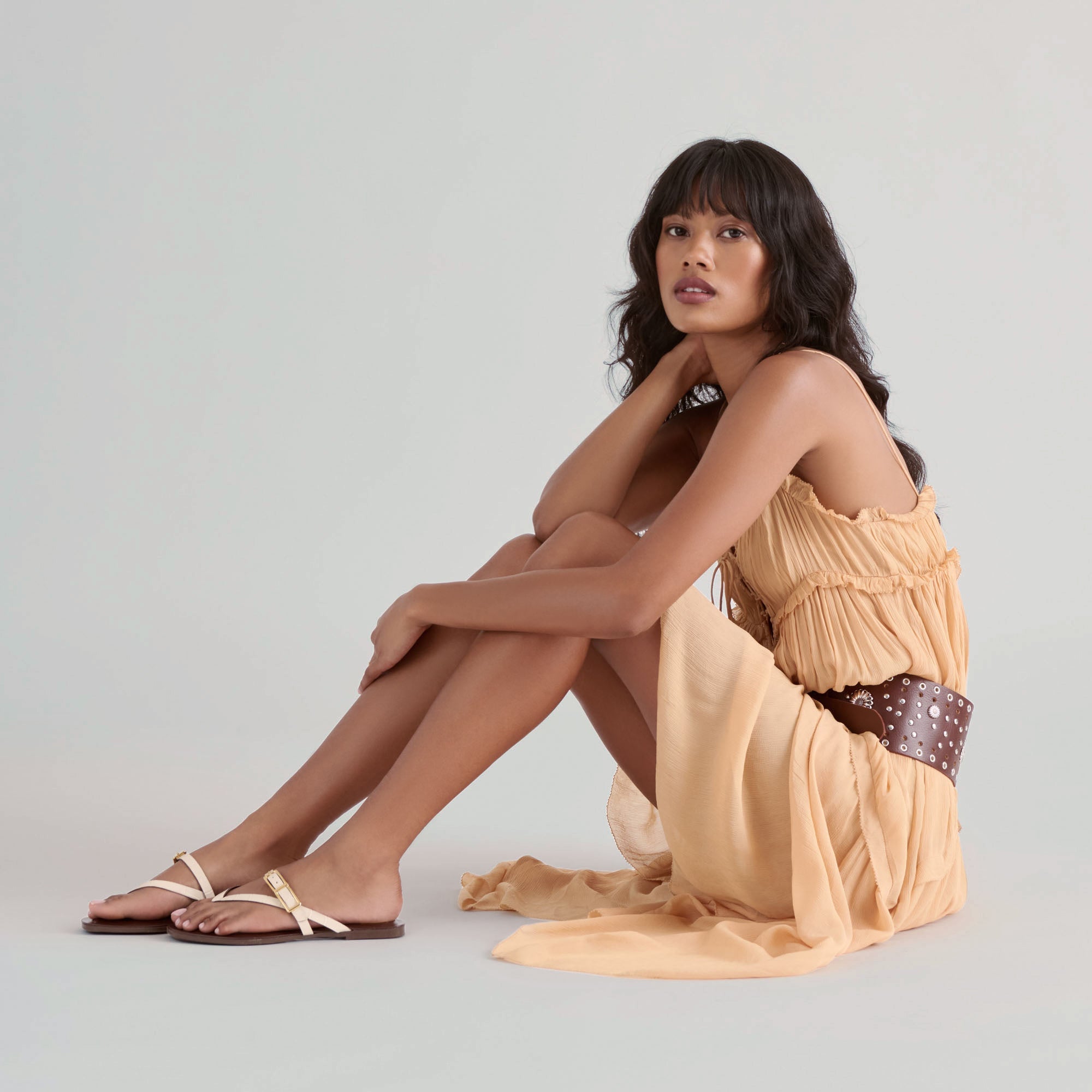 Dolce Vita SHOES | Piers Beige Croco Embossed Leather Sandals