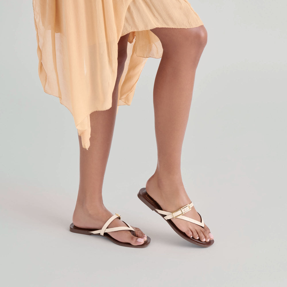 Dolce Vita SHOES | Piers Beige Croco Embossed Leather Sandals