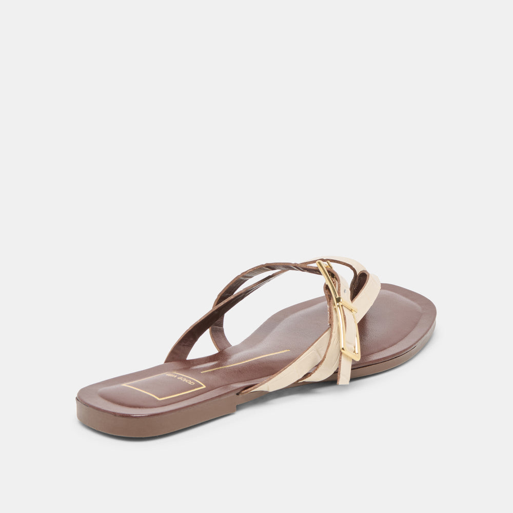 Dolce Vita SHOES | Piers Beige Croco Embossed Leather Sandals