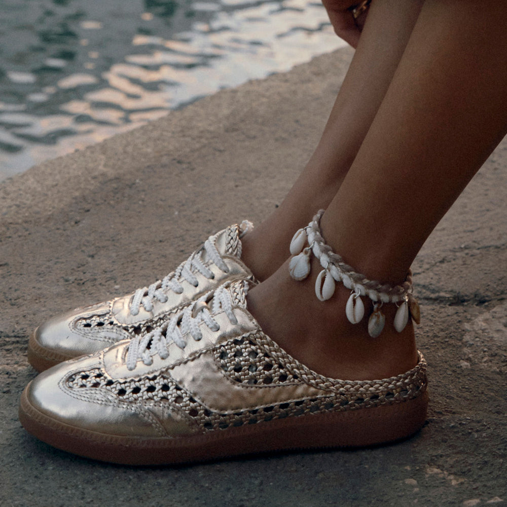Dolce Vita SHOES | Notice Slide Gold Woven Stella Sneakers