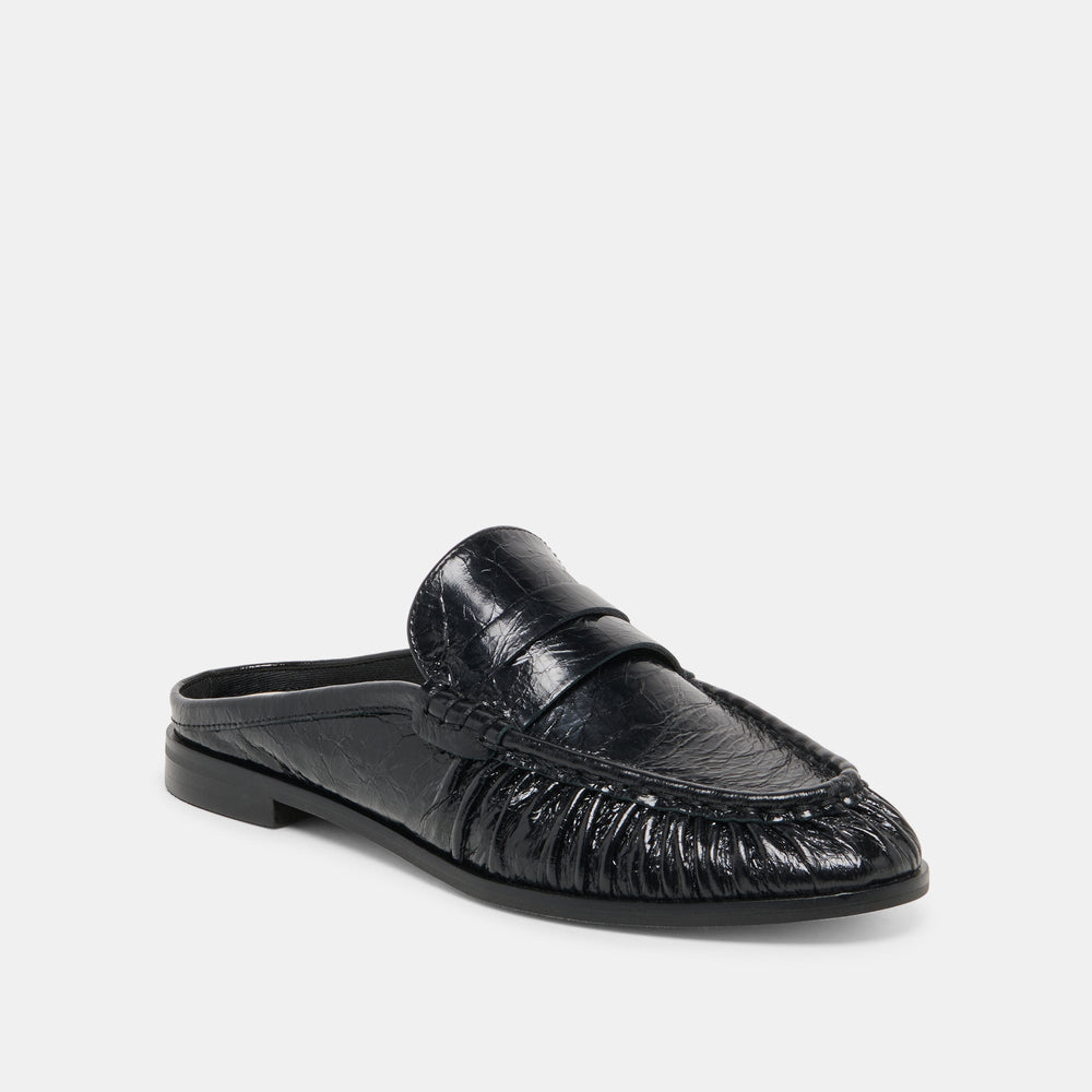 Dolce Vita SHOES | BETZY Midnight Crinkle Patent Closed-Toe Slip-On Loafers