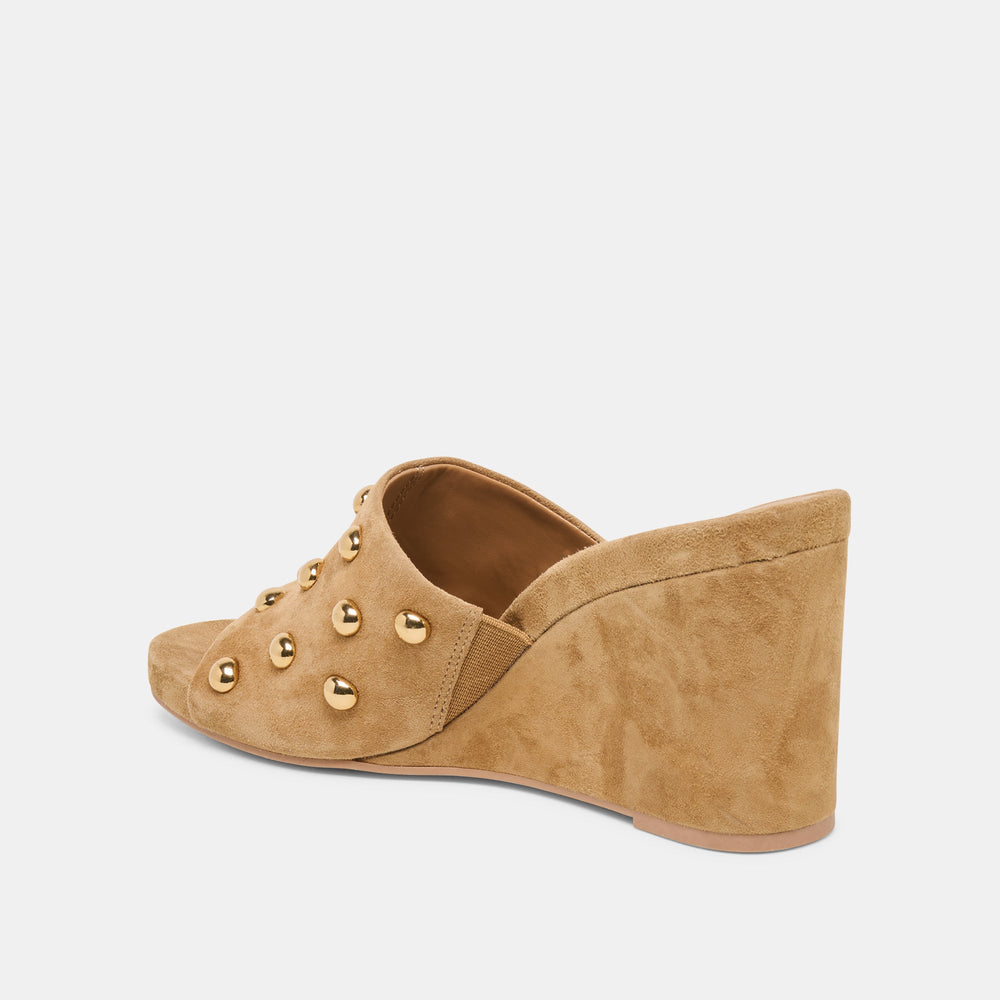 Dolce Vita SHOES | Holta Stud Lt Brown Suede Wedges
