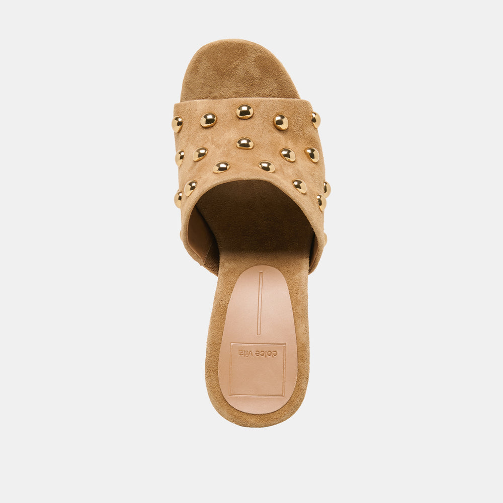 Dolce Vita SHOES | Holta Stud Lt Brown Suede Wedges