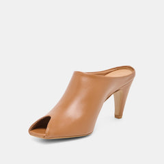 Dolce Vita SHOES | MERY Brown Leather Peep-Toe Heels