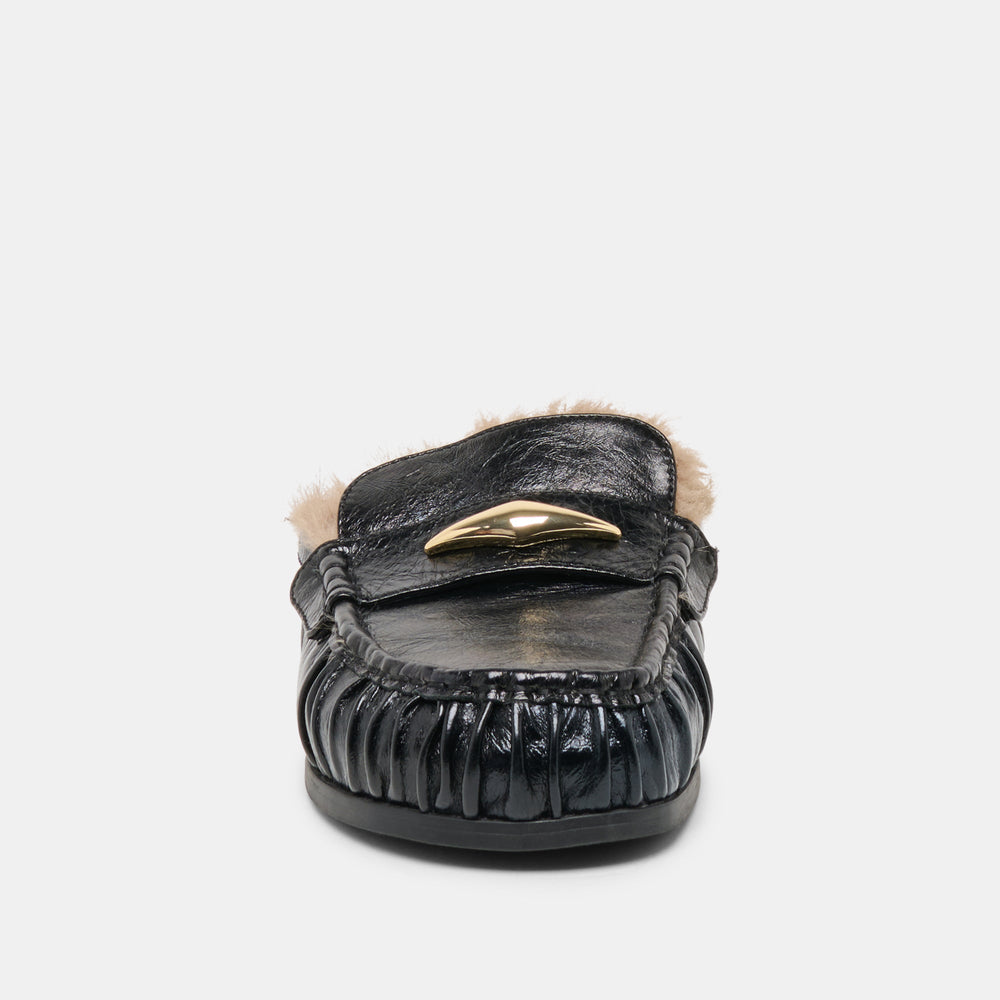 Dolce Vita SHOES | Jodero Plush Black Leather Flats