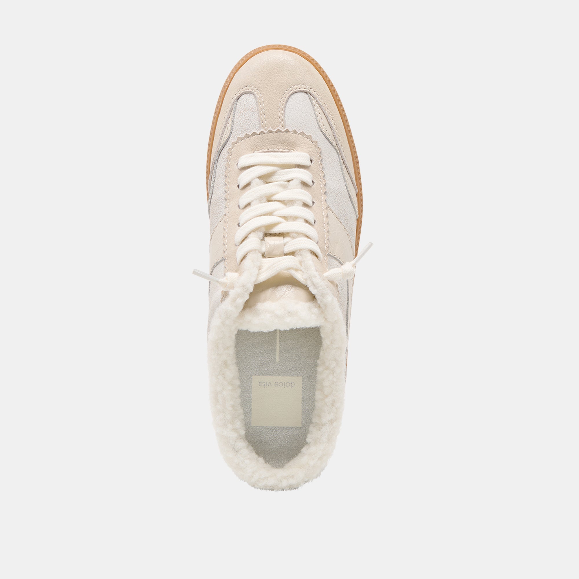 Dolce Vita SHOES | Notice Slide Plush Off White Crackled Leather Sneakers