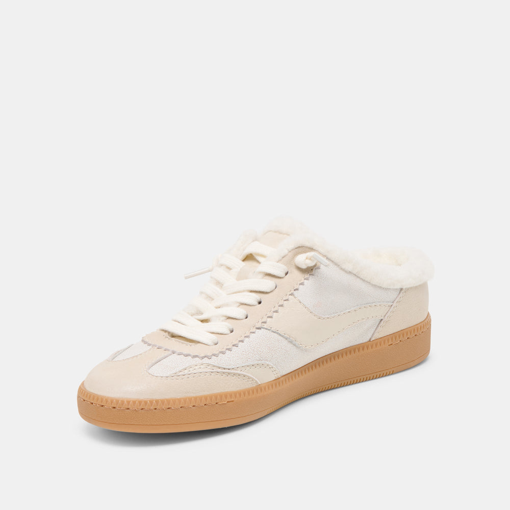 Dolce Vita SHOES | Notice Slide Plush Off White Crackled Leather Sneakers