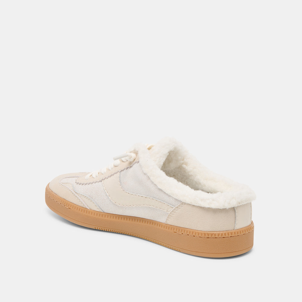 Dolce Vita SHOES | Notice Slide Plush Off White Crackled Leather Sneakers