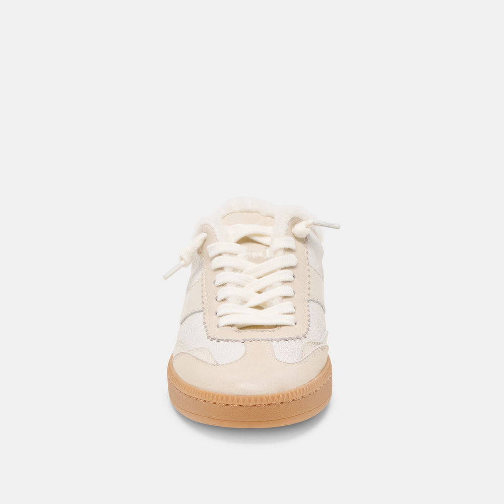 Dolce Vita SHOES | Notice Slide Plush Off White Crackled Leather Sneakers