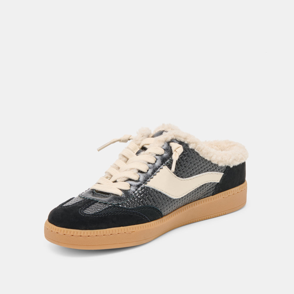Dolce Vita SHOES | Notice Slide Plush Black Woven Leather Sneakers