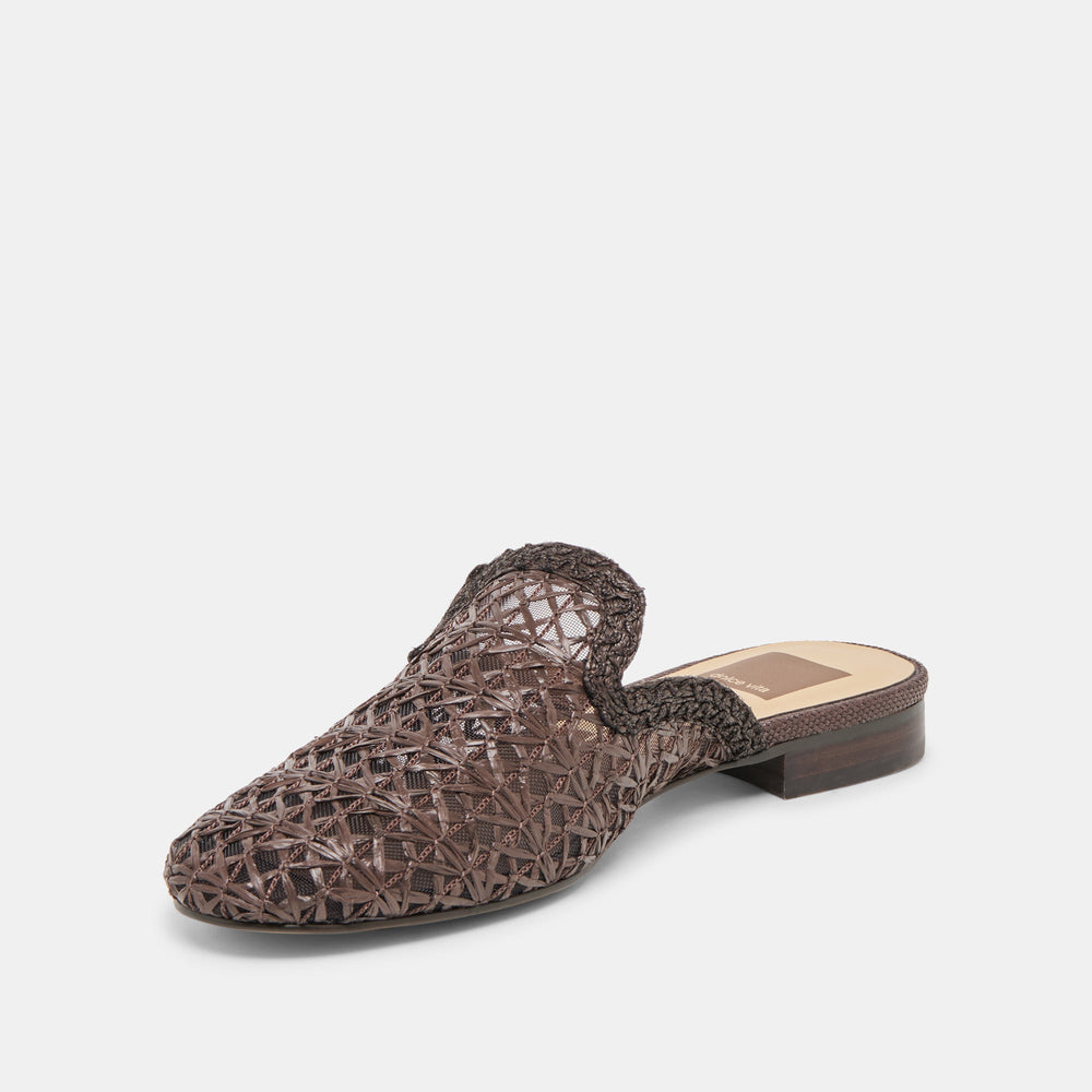 Dolce Vita SHOES | Kirt Chocolate Cross Hatch Raffia Flats