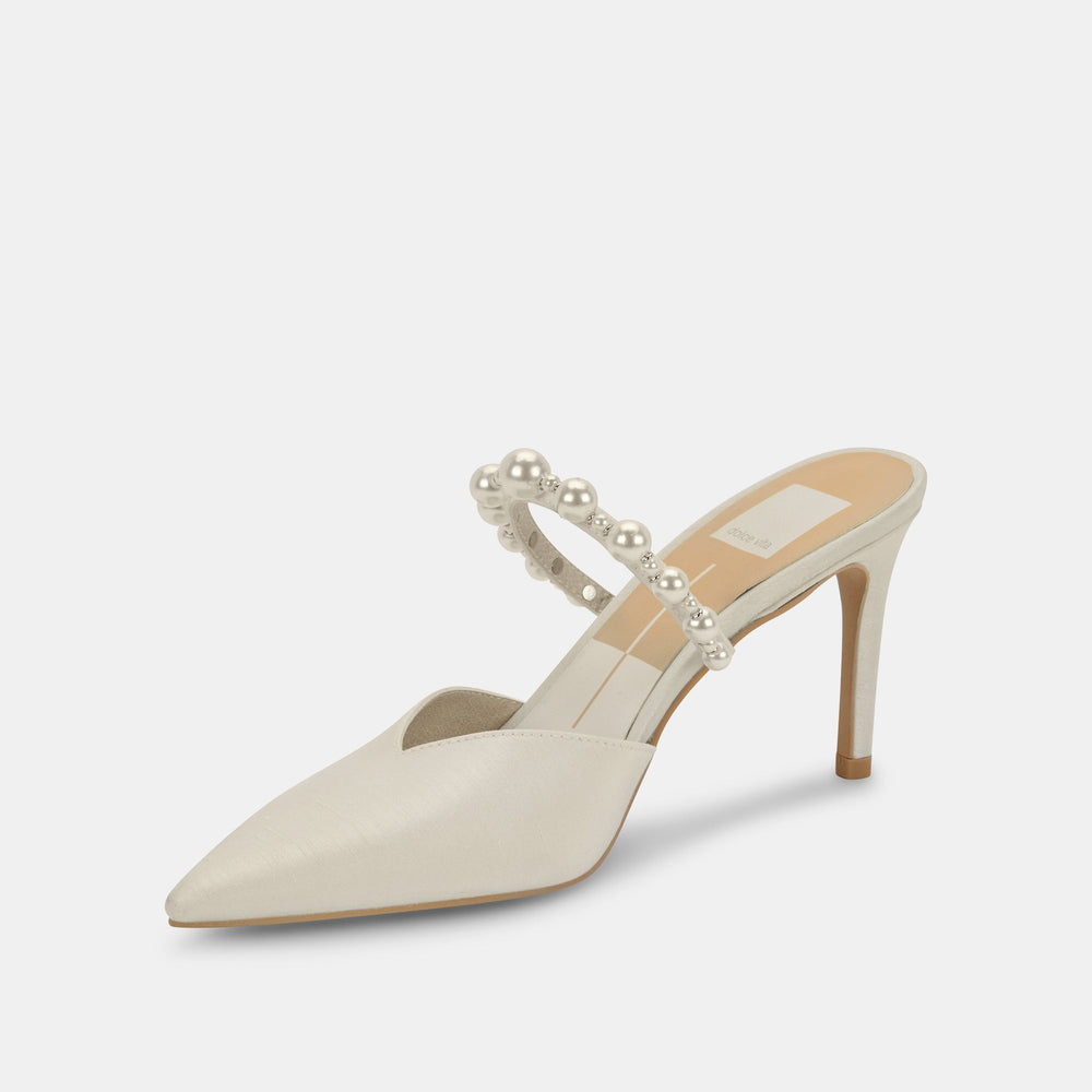 Dolce Vita SHOES | KANIKA Pearl Heels Vanilla Silk | Vanilla Silk Pearl Tapered Heels
 – Dolce Vita