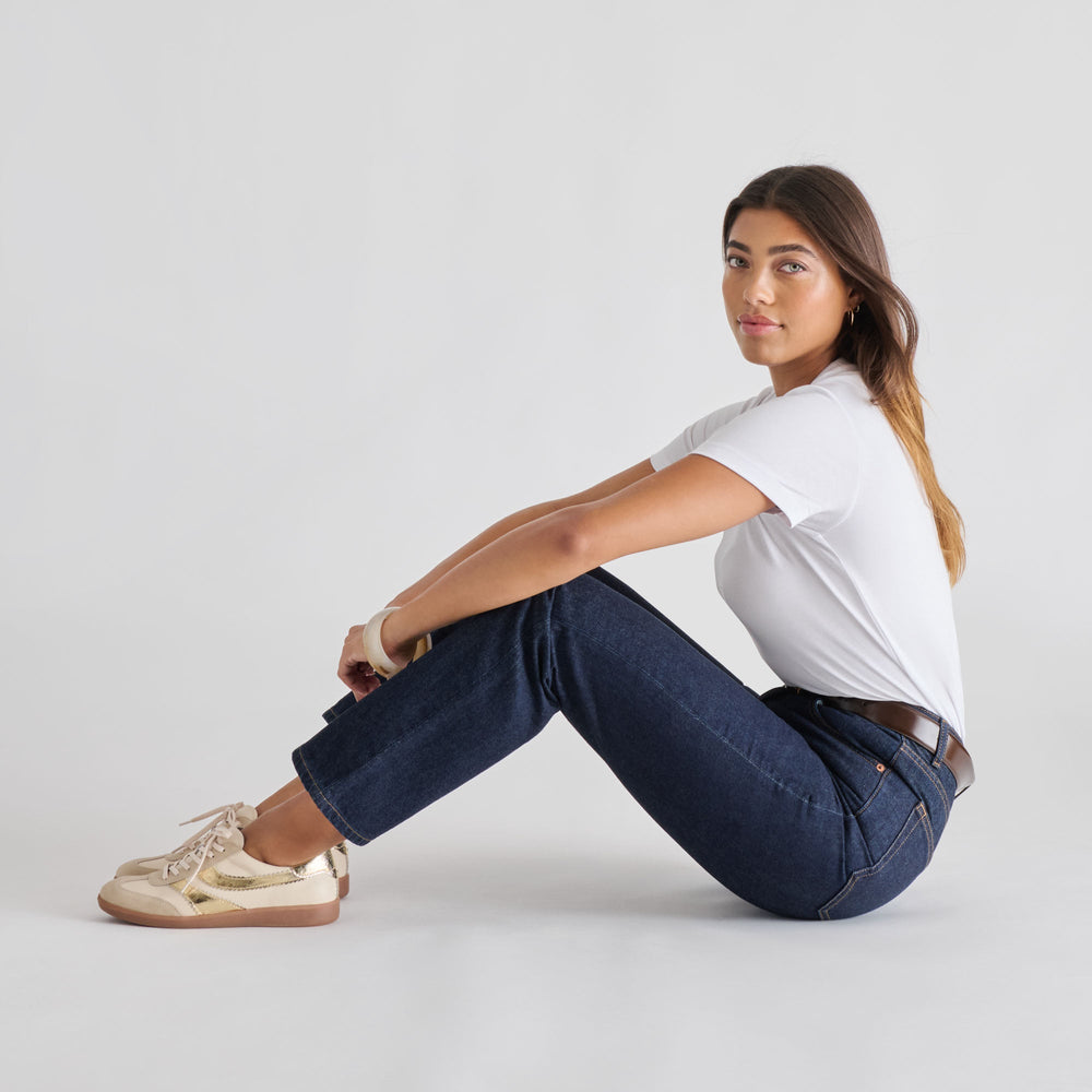 Dolce Vita SHOES | Merit White Gold Leather Sneakers