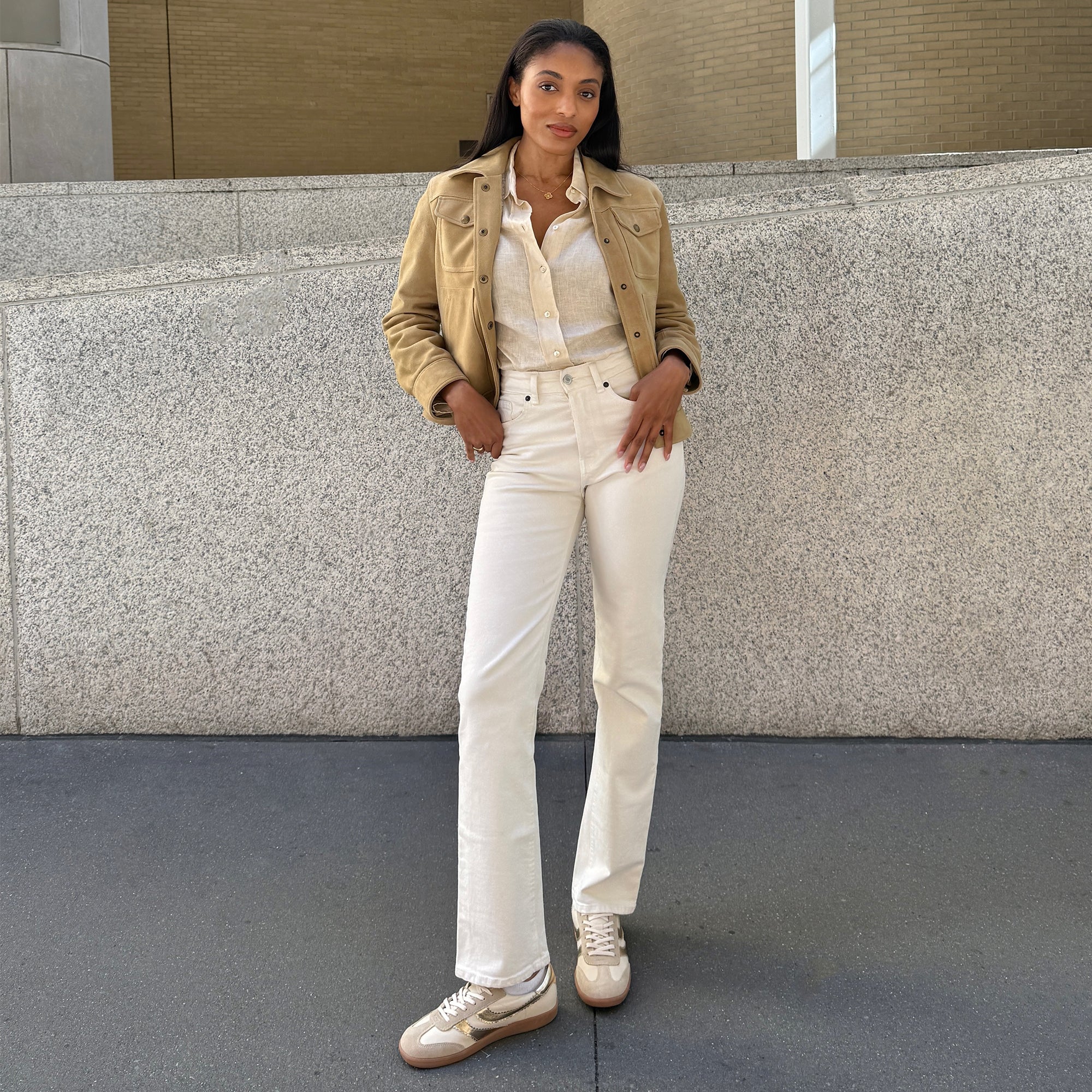 Dolce Vita SHOES | Merit White Gold Leather Sneakers