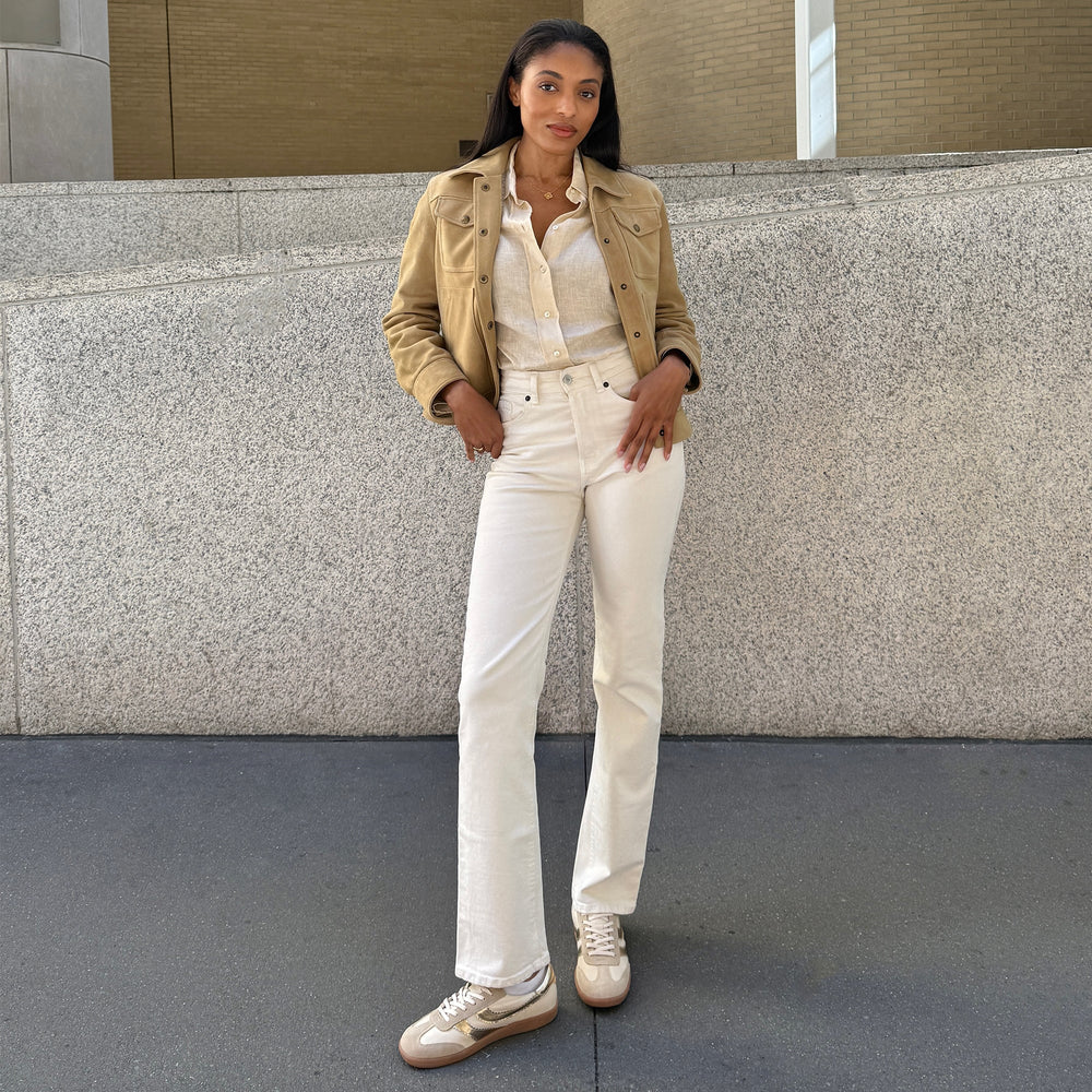 Dolce Vita SHOES | Merit White Gold Leather Sneakers