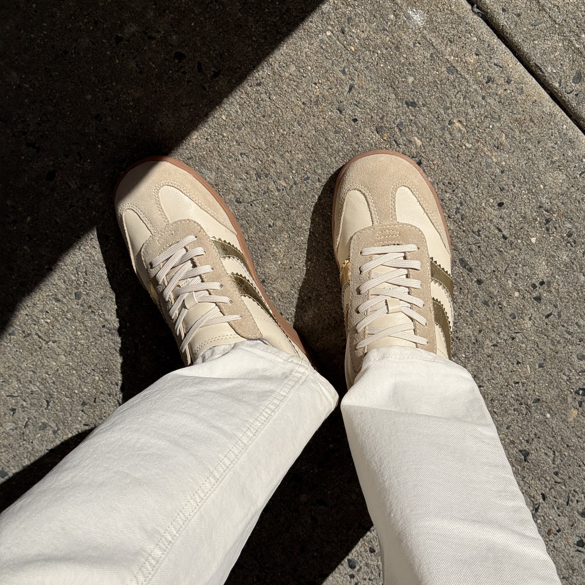 Dolce Vita SHOES | Merit White Gold Leather Sneakers