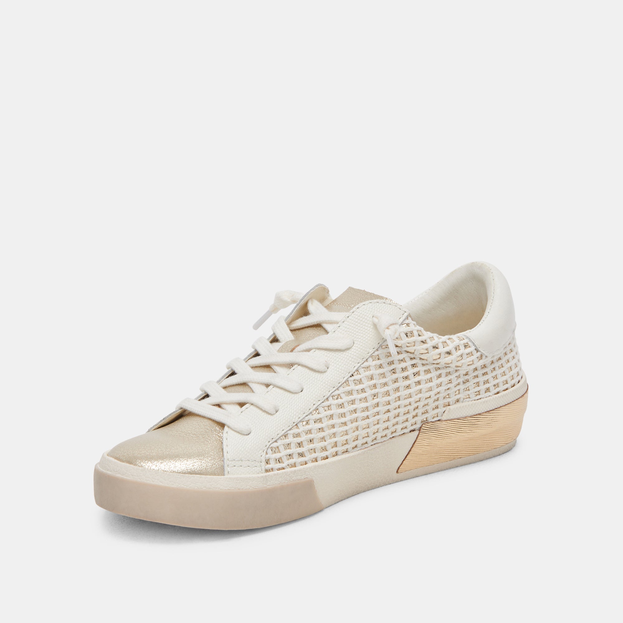 Dolce Vita SHOES | Zina Bone Gold Woven Wide Sneakers