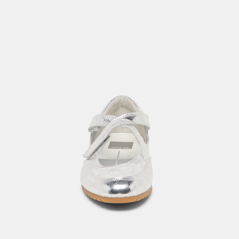 Dolce Vita SHOES | YONO Silver Distressed Leather Ballet Sneaker Flats