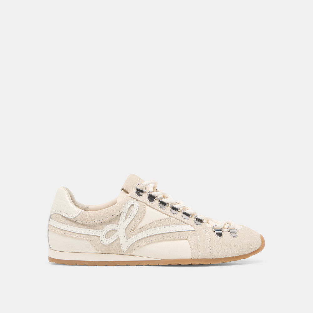 Dolce Vita SHOES | DEACON Ivory Suede Lace-Up Sneakers