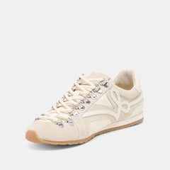 Dolce Vita SHOES | DEACON Ivory Suede Lace-Up Sneakers