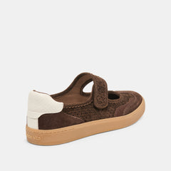 Dolce Vita SHOES | NANET Dk Brown Perforated Suede Mary-Jane Ballet Sneakers