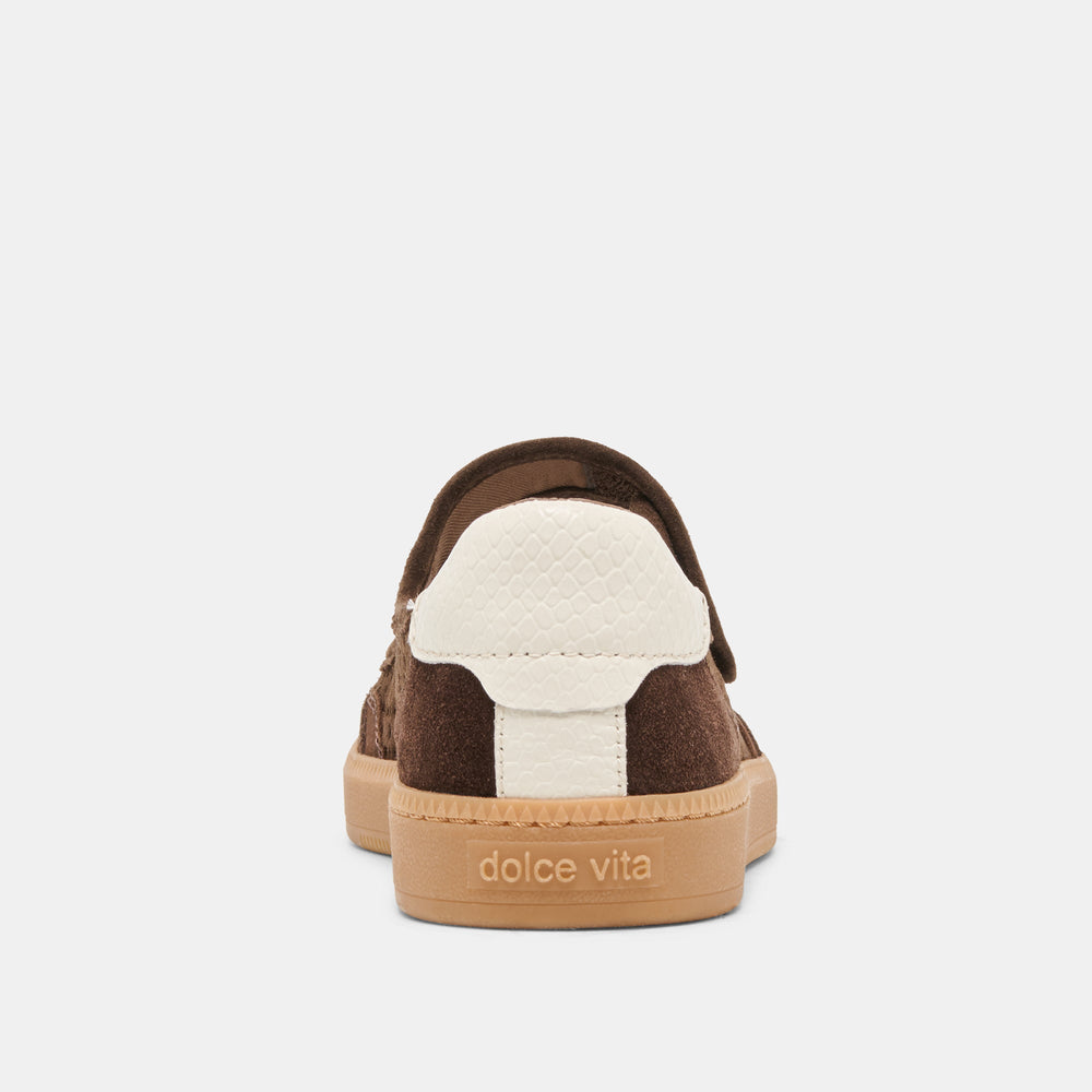 Dolce Vita SHOES | NANET Dk Brown Perforated Suede Mary-Jane Ballet Sneakers