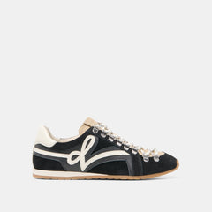 Dolce Vita SHOES | DEACON Black White Suede Lace-Up Sneakers
