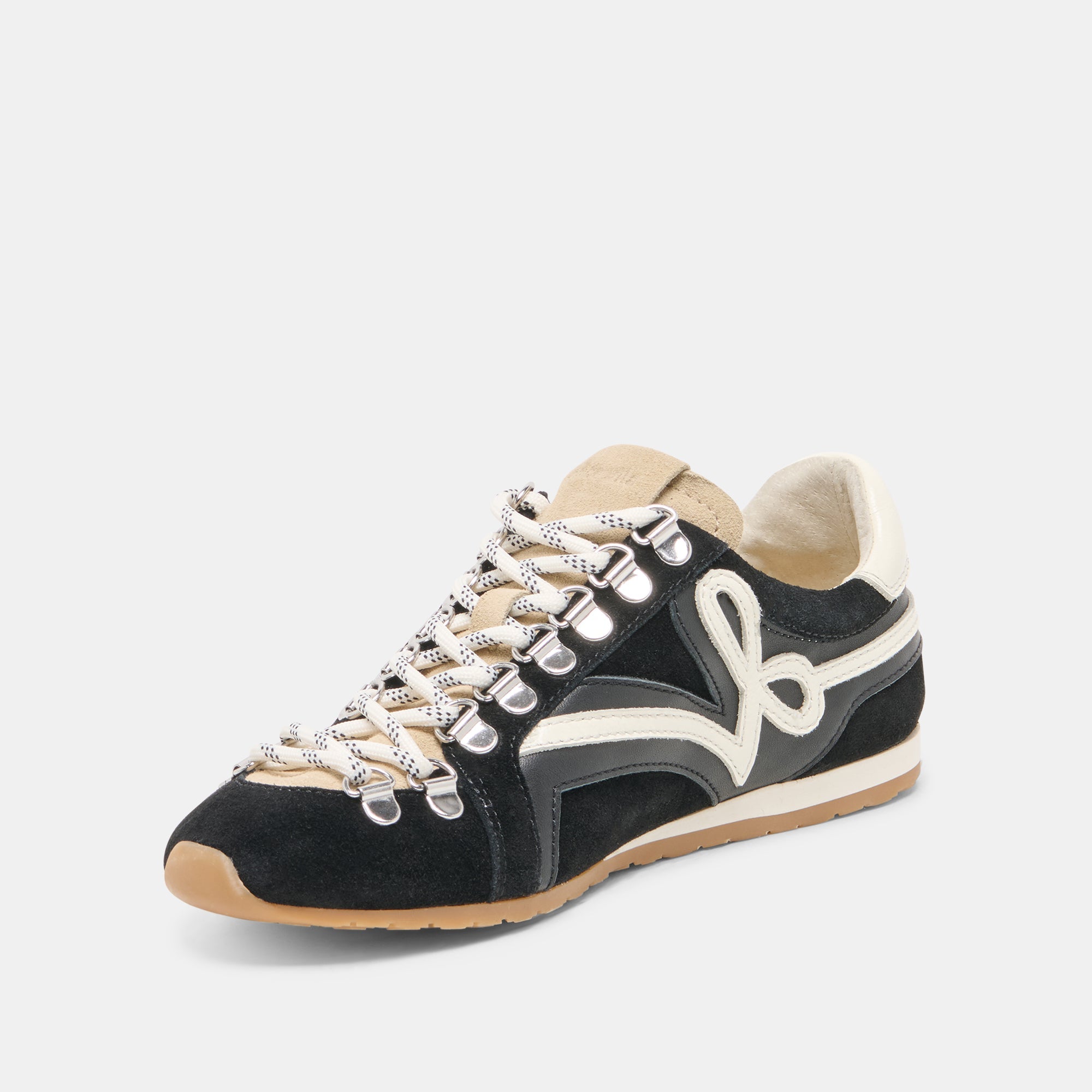 Dolce Vita SHOES | DEACON Black White Suede Lace-Up Sneakers