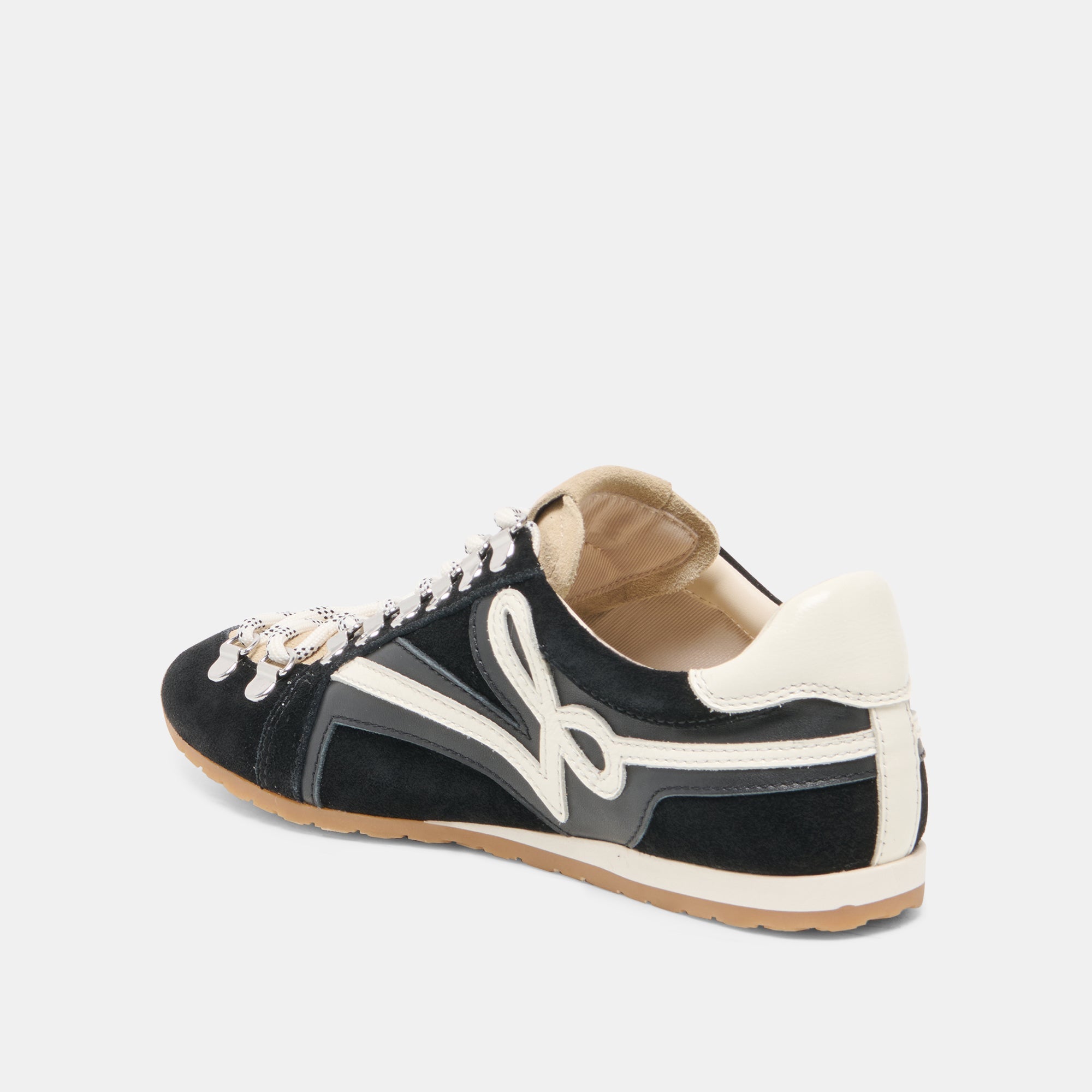 Dolce Vita SHOES | DEACON Black White Suede Lace-Up Sneakers