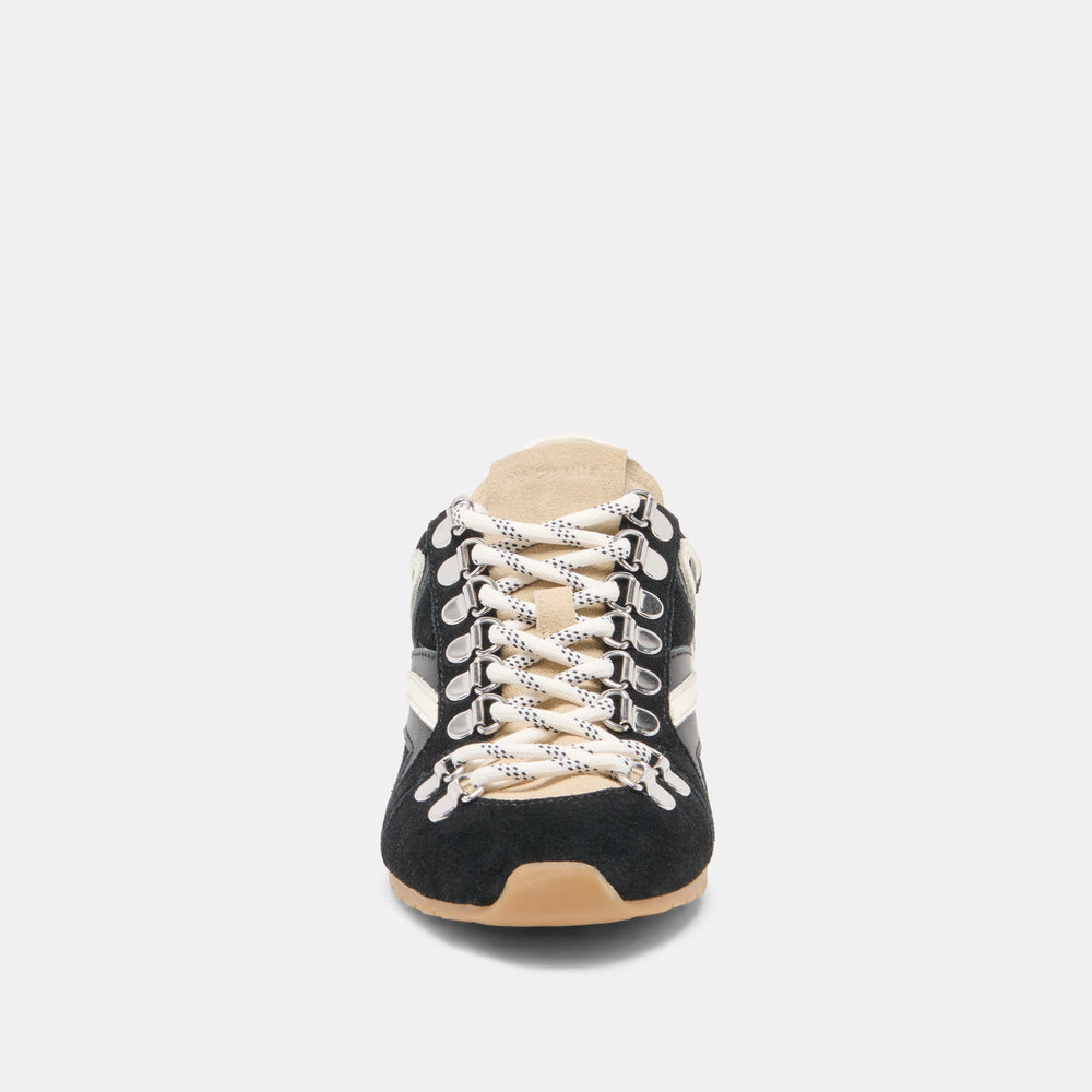 Dolce Vita SHOES | DEACON Black White Suede Lace-Up Sneakers