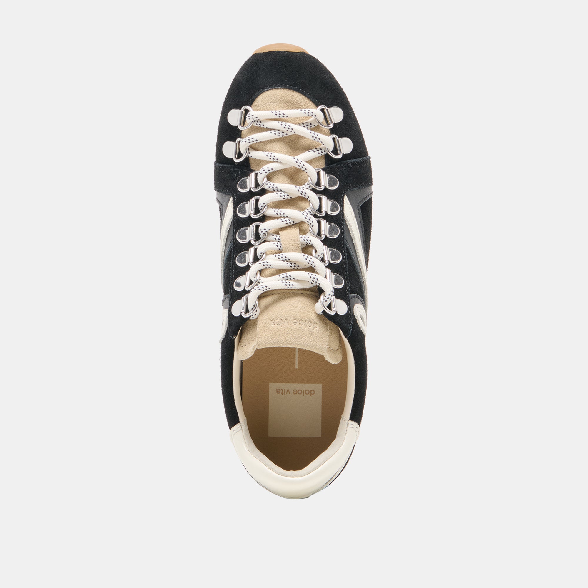 Dolce Vita SHOES | DEACON Black White Suede Lace-Up Sneakers