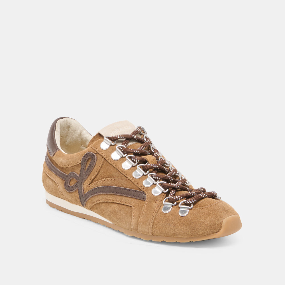 Dolce Vita SHOES | DEACON Lt Brown Suede Lace-Up Sneakers