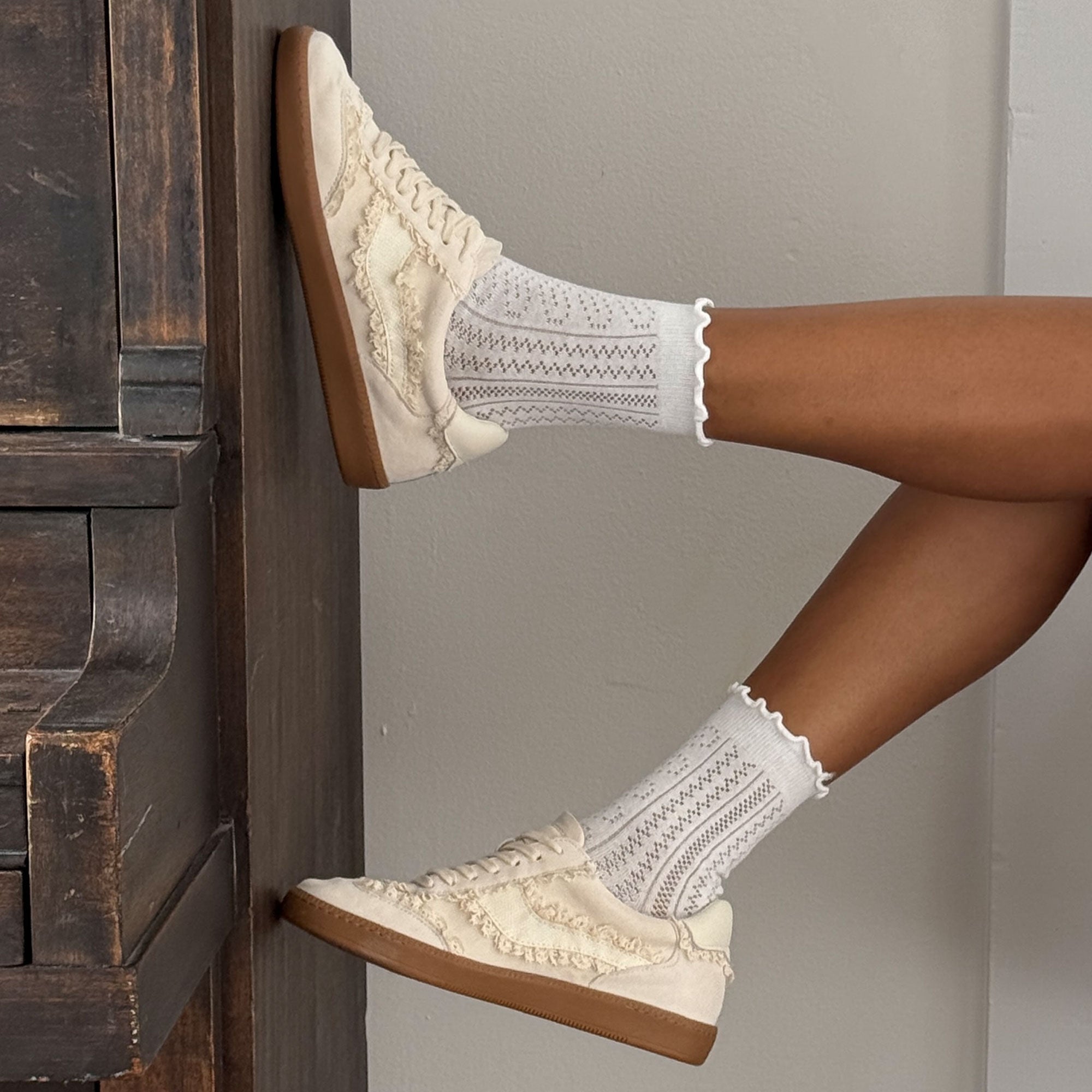 Dolce Vita SHOES | Notice Lace Ivory Suede Sneakers