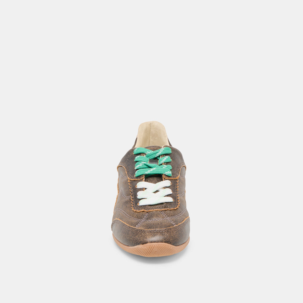 Dolce Vita SHOES | Laini Brown Distressed Leather Sneakers