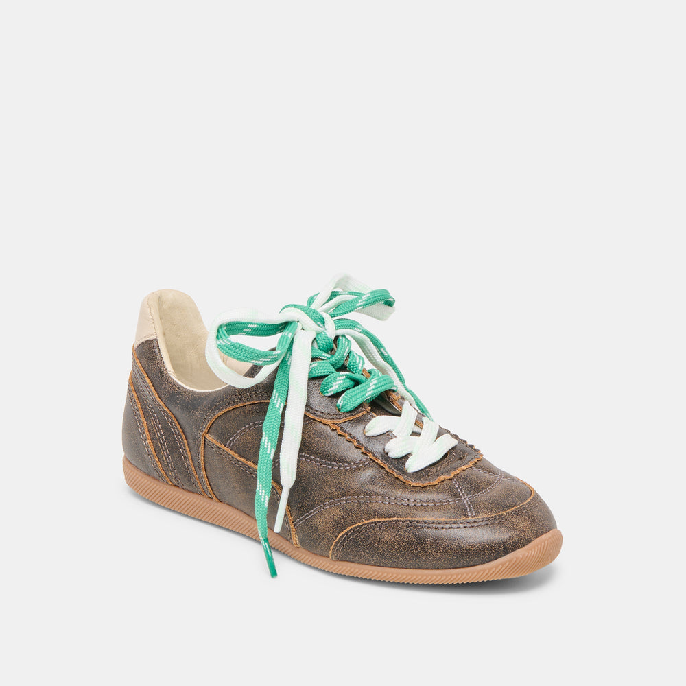 Dolce Vita SHOES | Laini Brown Distressed Leather Sneakers