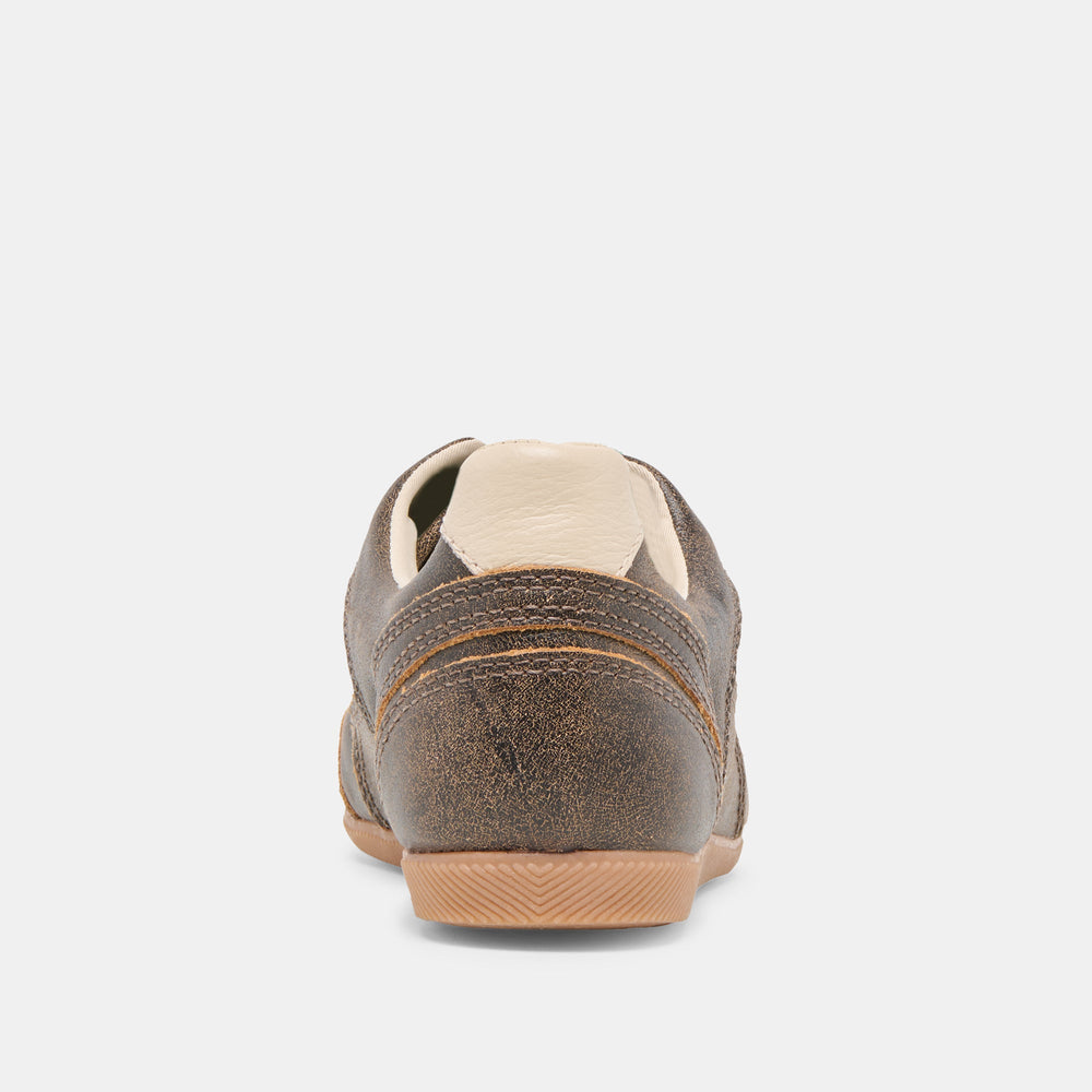 Dolce Vita SHOES | Laini Brown Distressed Leather Sneakers