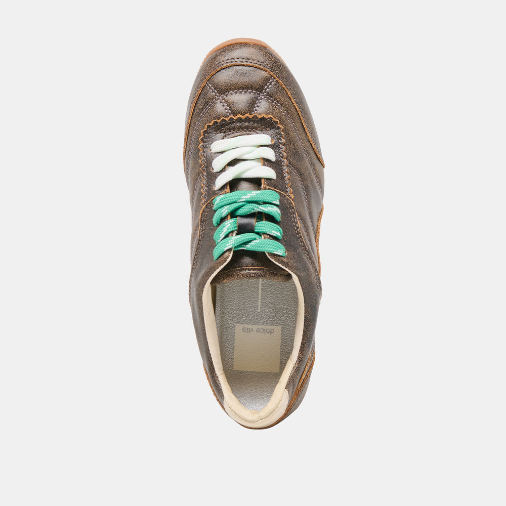 Dolce Vita SHOES | Laini Brown Distressed Leather Sneakers