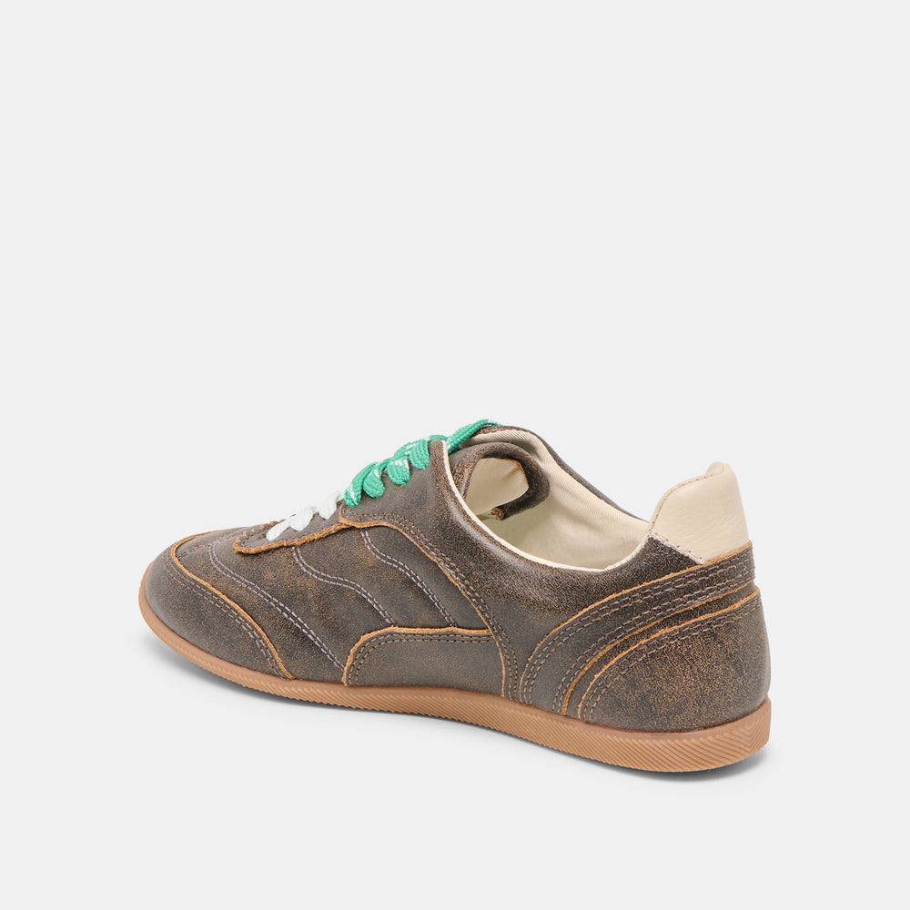 Dolce Vita SHOES | Laini Brown Distressed Leather Sneakers