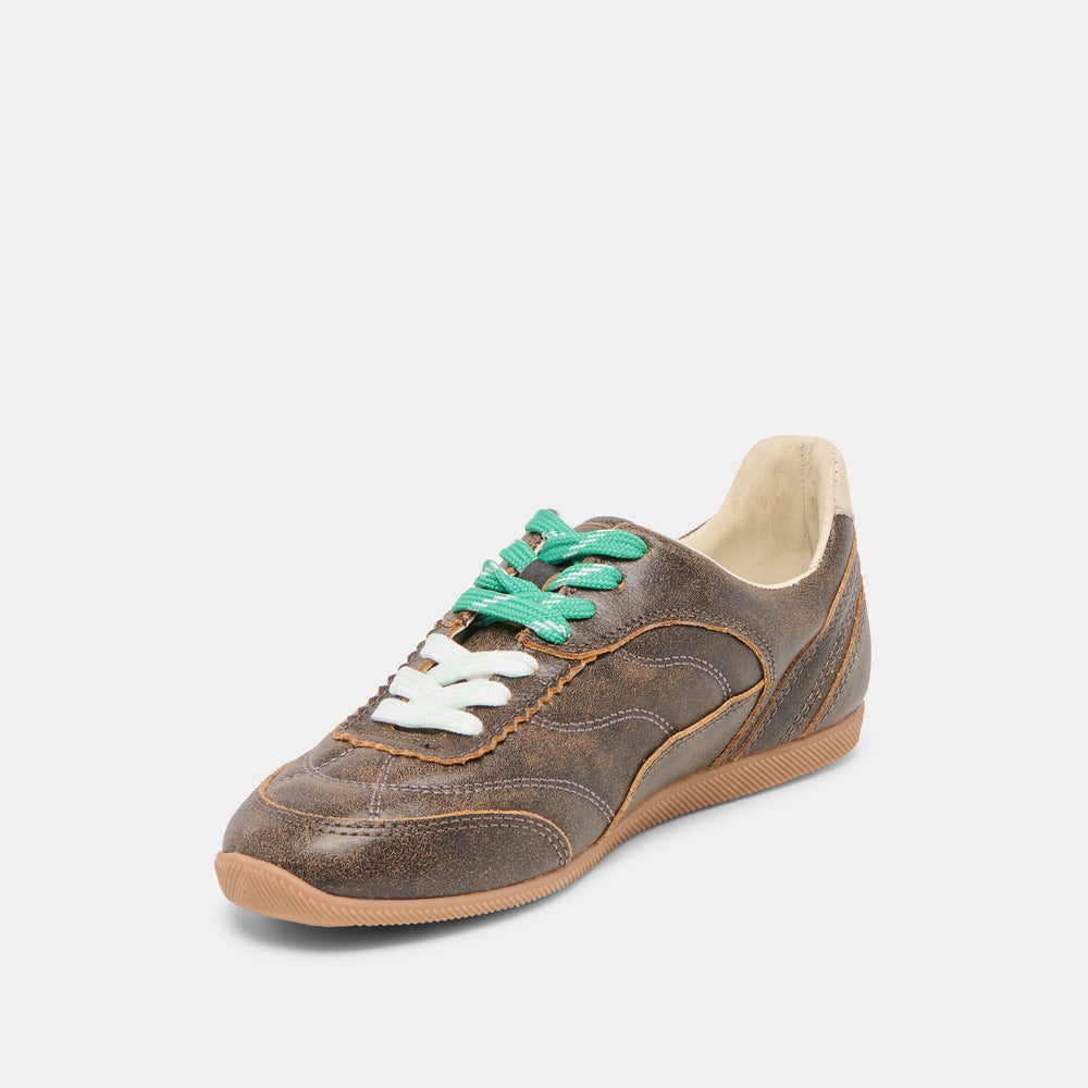 Dolce Vita SHOES | Laini Brown Distressed Leather Sneakers