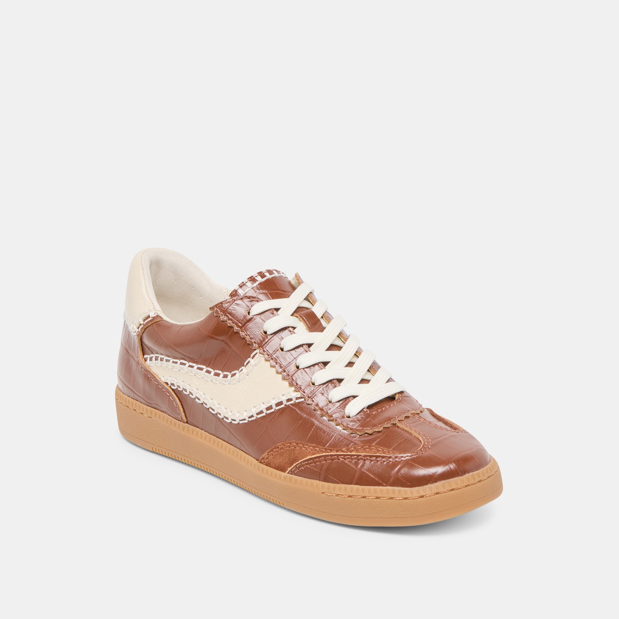 Dolce Vita SHOES | NOTICE STITCH SNEAKERS COGNAC CROCO EMBOSSED LEATHER
 – Dolce Vita