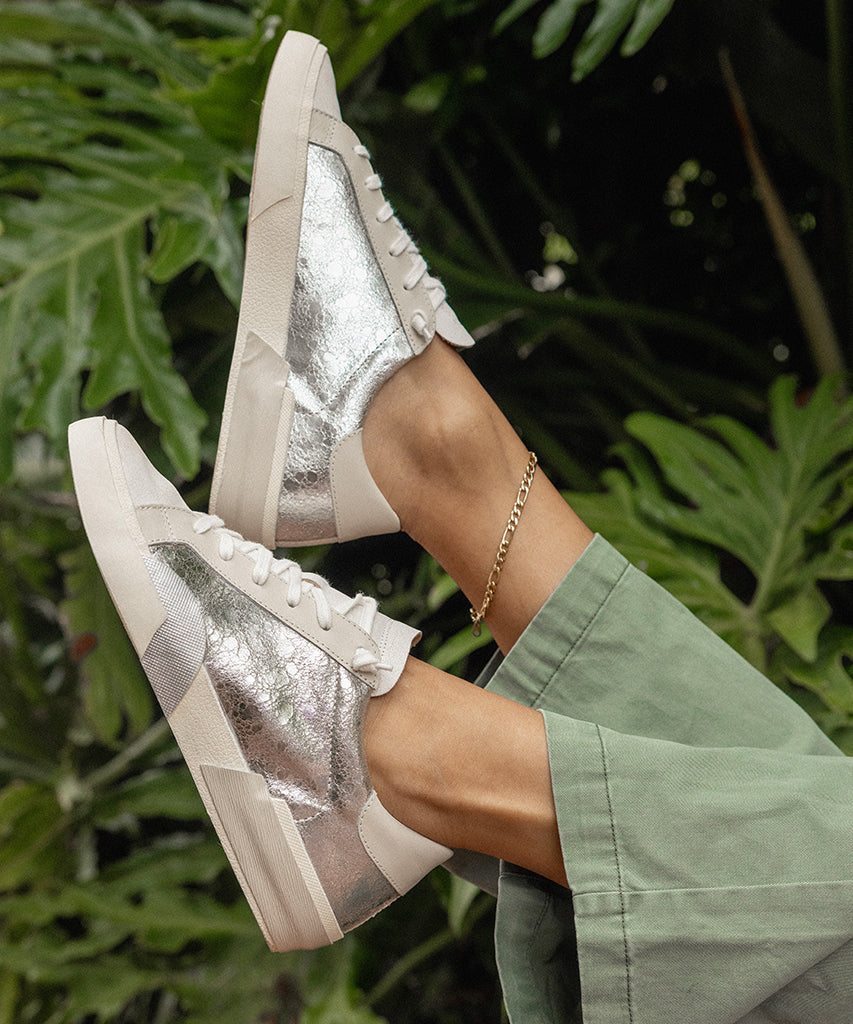 Dolce Vita SHOES | Zina Sneakers Chrome Distressed Leather | Chrome Leather Sneakers
 – Dolce Vita