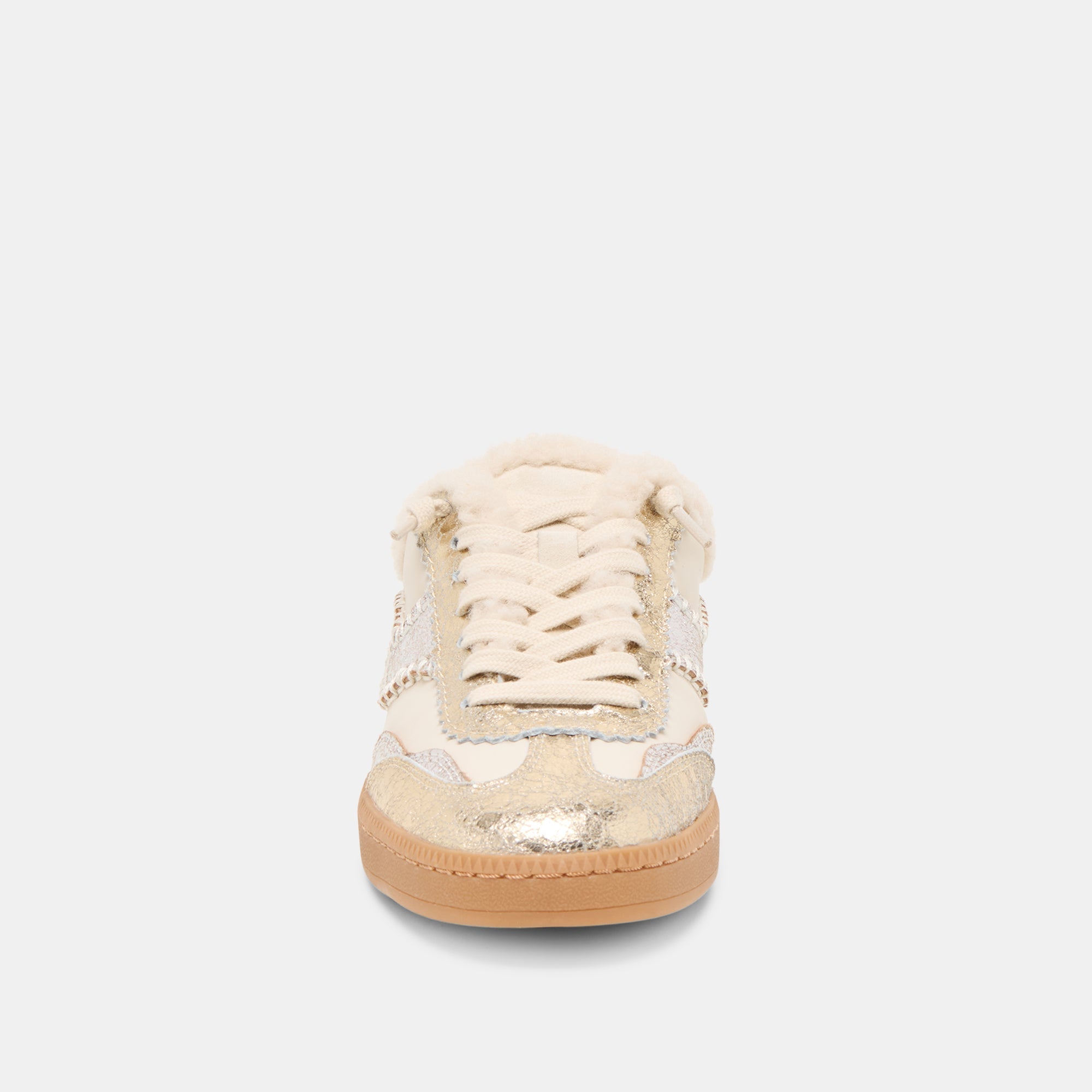 Dolce Vita SHOES | Notice Slide Plush Silver Gold Crackled Leather Sneakers
