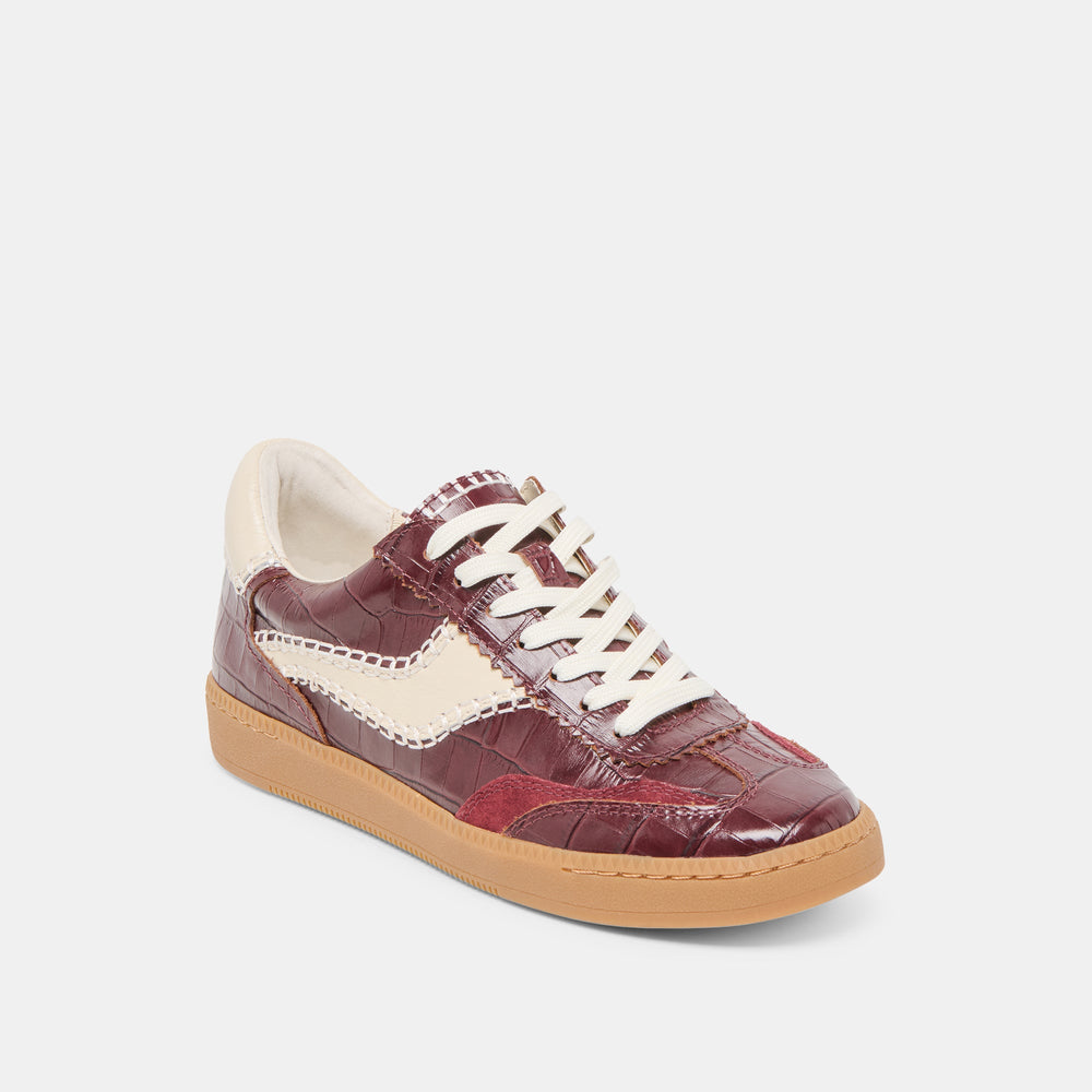 Dolce Vita SHOES | NOTICE STITCH SNEAKERS OXBLOOD CROCO EMBOSSED LEATHER
 – Dolce Vita