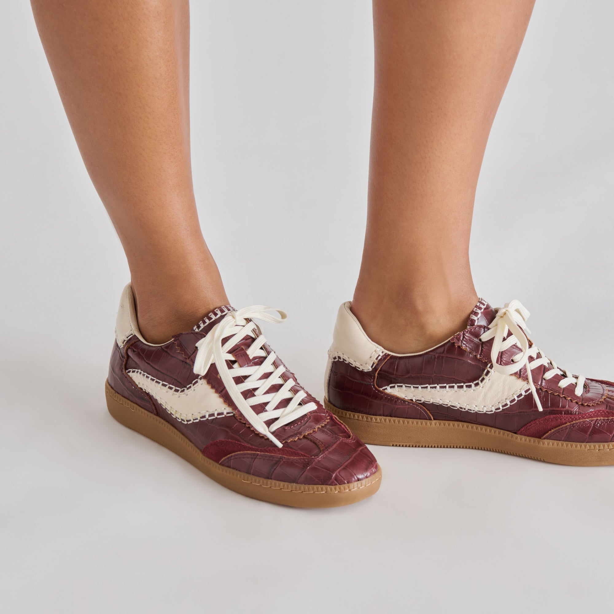 Dolce Vita SHOES | NOTICE STITCH SNEAKERS OXBLOOD CROCO EMBOSSED LEATHER
 – Dolce Vita