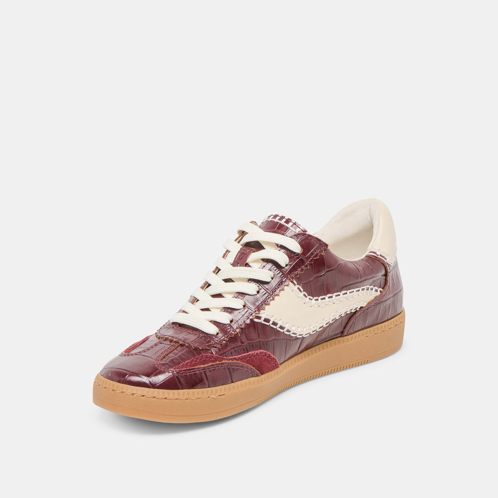 Dolce Vita SHOES | NOTICE STITCH SNEAKERS OXBLOOD CROCO EMBOSSED LEATHER
 – Dolce Vita
